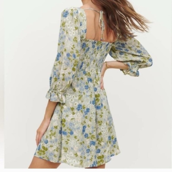 Reformation Floral Midi Dress - Blue and Green - Picture 2 of 6
